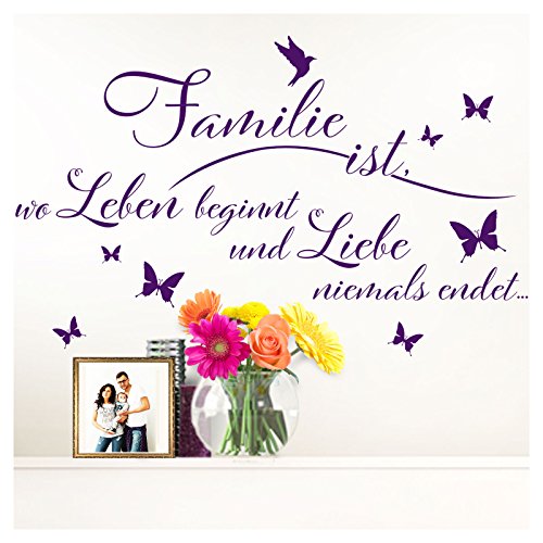 Grandora Wandtattoo Spruch Familie ist I taupe (BxH) 125 x 79 cm I Wohnzimmer Schlafzimmer Flur Küche Sticker Aufkleber Wandaufkleber Wandsticker W5438