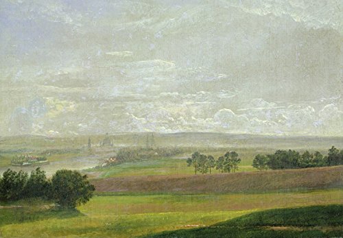 1art1 Johan Christian Dahl Das Elbtal Bei Dresden, 3-Teilig Fototapete Poster-Tapete 360x250 cm