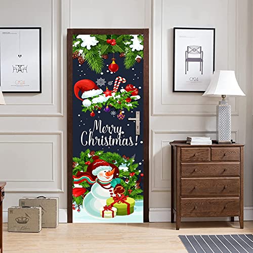 3D Innentür Türposter Cartoon Weihnachten Schneemann Weihnachtsbaum Kühlschrank Türtapete Türaufkleber 80 X 200 Cm Selbstklebend Türfolie Poster Tapete Wandtattoo Tür Wandbild Aufkleber Schlafzimmer