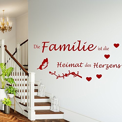 WANDTATTOO Wandschnörkel ®AA142 ~ Die Familie ist die Heimat des Herzens~Sprüche Zitate Wanddekoration Wandaufkleber Wohnzimmer Flur Farbauswahl./Größenauswahl Wandaufkleber