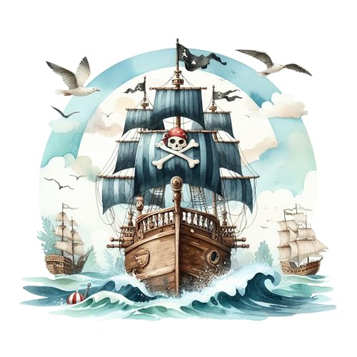 GRAZDesign Piraten Wandtattoo Kinderzimmer Junge Piratenschiff Pirat - Wandaufkleber selbstklebend - 64x57cm