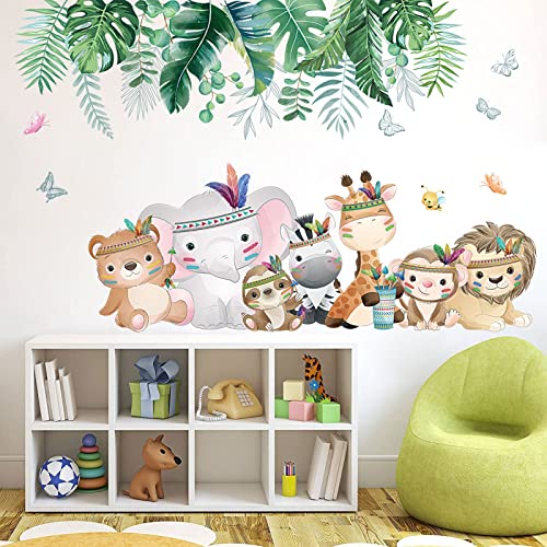 Wandtattoo Safari Dschungel Tiere Wandaufkleber Löwe Elefant Affen Giraffe Wandsticker Kinderzimmer Babyzimmer Schlafzimmer Wanddeko