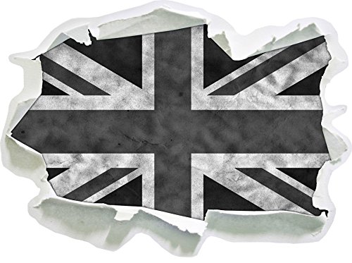 Stil.Zeit Monocrome, Great Britain Flag, Großbritannien Flagge Papier im 3D-Look, Wand- oder Türaufkleber Format: 62x45cm, Wandsticker, Wandtattoo, Wanddekoration