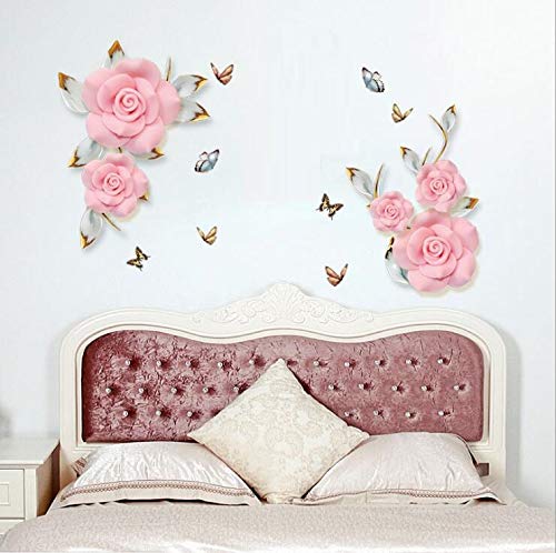 COVPAW® Wandtattoo Wandaufkleber Rosa Rose Blumenranke Wandsticker Wandbild Bilder Wohnzimmer Schlafzimmer Deco