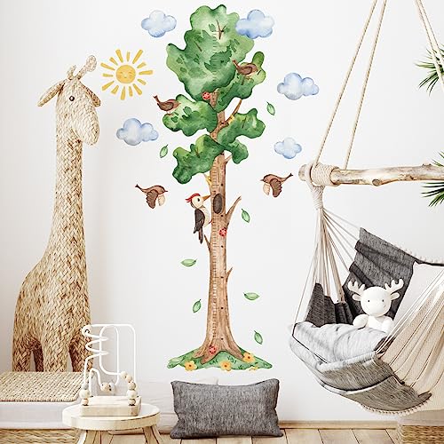 HGDESIGN® Wandtattoo Wandaufkleber Höhe Messlatte Maßband Baum Baufahrzeug Wandsticker Wandbild Wanddeko für Kinderzimmer Babyzimmer Kind Baby Junge Mädchen (A)