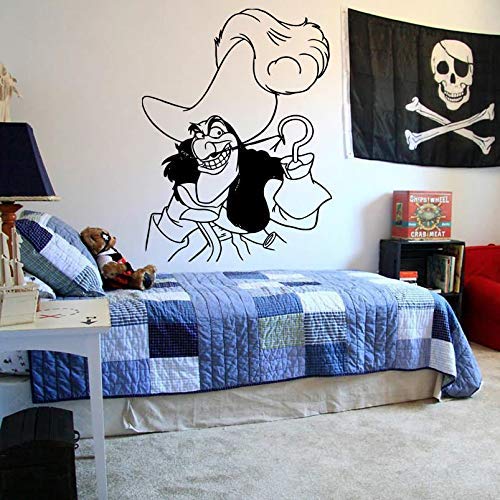 Piraten Wandtattoo Schlafzimmer Cartoon Boot Piraten Haken Wandaufkleber Vinyl Mädchen Junge Kinderzimmer Teen Zimmer Dekoration 76X57Cm