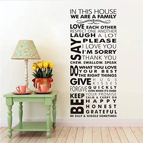 Wandaufkleber Pvc In Diesem Haus Familienregeln Wandtattoo Home Art Room Removable Familienregeln Terminschild 42X98Cm