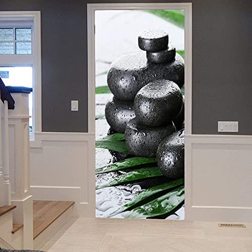 3D Innentür Türposter Türtapete Türaufkleber Einfache Zen Schwarzer Stein 95 X 215 Cm Selbstklebend Türfolie Poster Tapete Wandtattoo Tür Wandbild Aufkleber Schlafzimmer Bad Büro Hause Deko