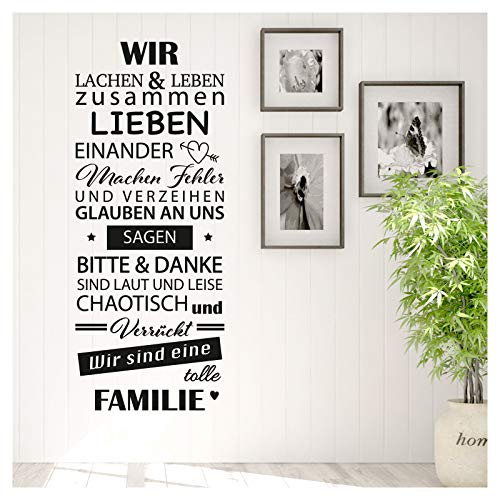 Wandaro W3398 Wandtattoo Spruch Wir sind eine tolle Familie I dunkelgrau (BxH) 48 x 120 cm I Flur Wohnzimmer Aufkleber Wandsticker Wandaufkleber