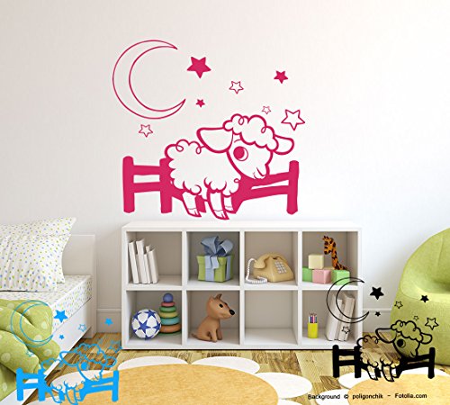 Sunnywall Wandtattoo Gute Nacht Schaf Traumschaf Wandaufkleber niedlich Sweet Cute Braun Gr1