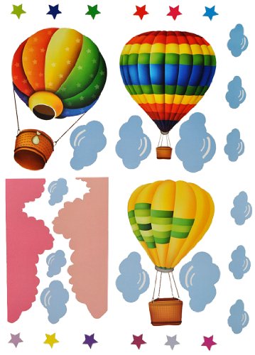 alles-meine.de GmbH XXL Wandtattoo/Sticker - Heißluftballon Sterne und Wolken - selbstklebend Noten Reise Ballon Wandsticker Aufkleber