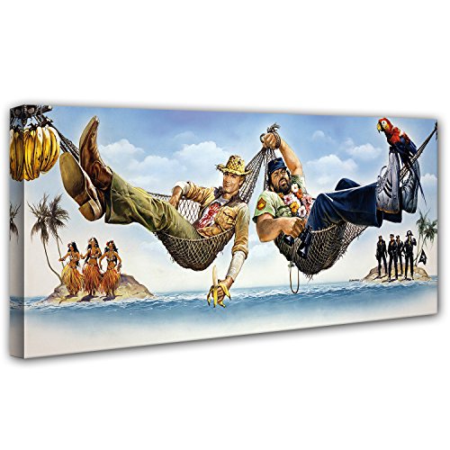 Terence Hill und Bud Spencer Leinwand - Zwei ASSE trumpfen auf - Kunstdruck Renato Casaro Edition (120 x 50 cm)