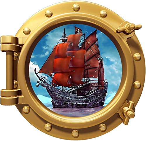 Pirate Ship Porthole Decal Removable Graphic Wall Sticker Home Decor Art Sea Wandtattoo 3D ART Wandaufkleber Poster Aufkleber