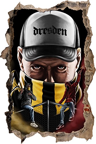 Ultras Dresden Bengalo, 3D Wandsticker Format: 92x62cm, Wanddekoration