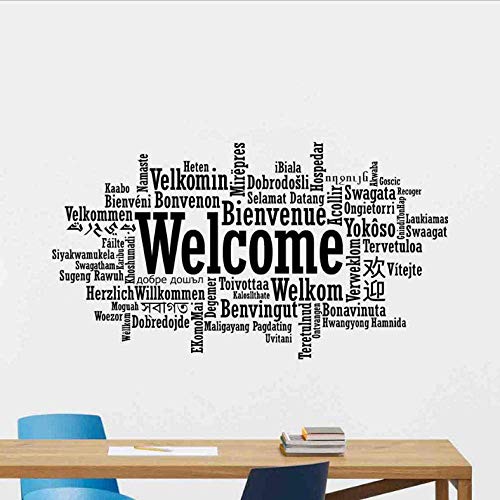 Wandtattoo, Motiv: Welcome in Different Languages, Büroposter, Geschenk, Vinyl-Aufkleber, Business-Dekor, Kunst, Wandbild, 34 x 61 cm