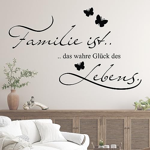 GRAZDesign Wandtattoo Spruch Familie ist Wohnzimmer Flur Diele selbstklebend - 65x40cm / 010 weiss