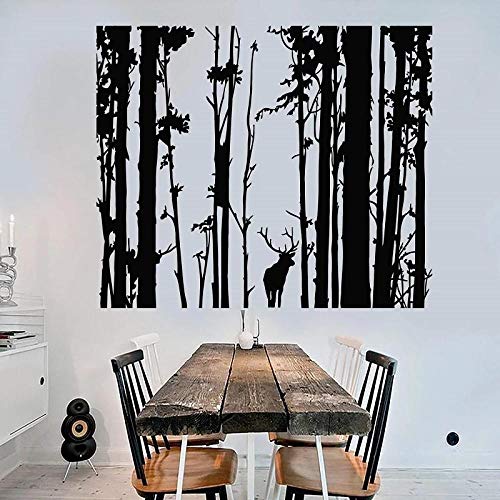 HAOTING Aufkleber Wandbild Vinyl Wandtattoo,Wald Landschaft Bäume Hirsch Tier Jagdverein,Wildjagd Liebhaber Zimmer Shop Dekoration Aufkleber Tapete 70X57Cm,Wandaufkleber Decoracion