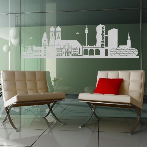 wandtattoo-factory Skyline München - 190 x 44cm - Glasdekor