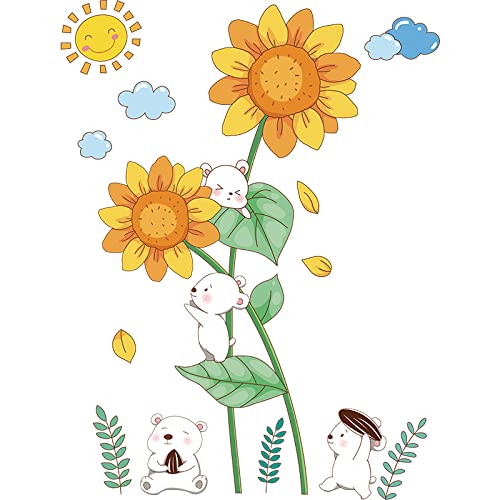 Wandtattoo Sonnenblume 56X74Cm Wandsticker Wanddeko für Wohnzimmer Schlafzimmer Sofa Hintergrund,Wandaufkleber Kinderzimmer Mädchen und Jungs,Wandaufkleber Diy Wandkunst Dekor