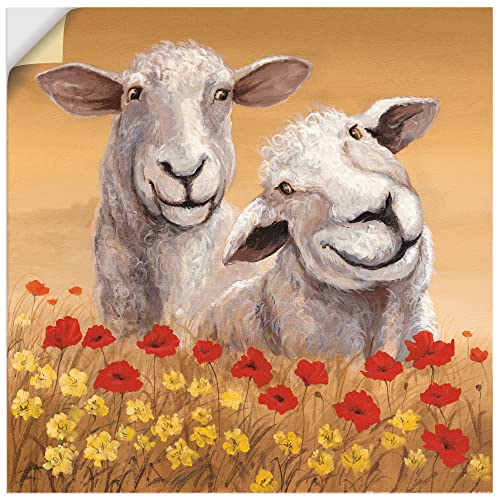 ARTland Wanddeko Wandtattoo selbstklebende Vinylfolie 100x100 cm Schaf Tiere Landhaus Blumen Malerei T4GY