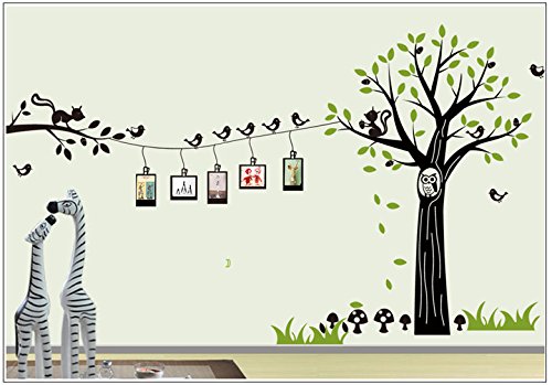 Deco-idea Wandtattoo wandaufkleber KINDERZIMMER Vogel Bilderrahmen Baum Eule wbm56(030 dunkelrot, set1:Baum 65cm x40cm (Hoch))