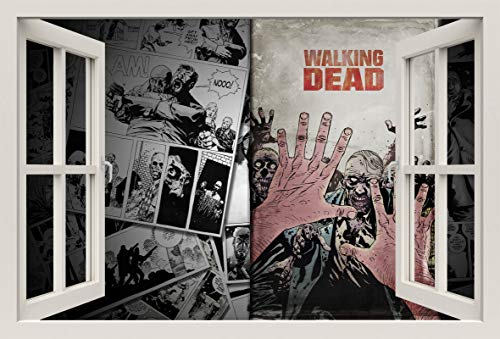 Unified Distribution The Walking Dead - Comic - Wandtattoo mit 3D Effekt, Aufkleber für Wände und Türen Größe: 92x61 cm, Stil: Fenster