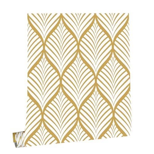 kyaoayo Goldene Blatt Wandtattoo, Boho Wandaufkleber, Palme Blätter Wandsticker Wasserdicht, Blätter Pflanzen Wandaufkleber, Selbstklebend Wandsticker für Wohnzimmer Schlafzimmer (0.445 * 6M)