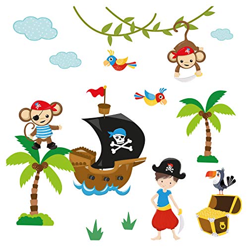 Little Deco Wandtattoo Affen Piraten Kinderzimmer Wandsticker Tiere Deko DL205-2