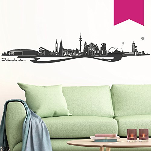 WANDKINGS Wandtattoo Skyline Gelsenkirchen (mit Sehenswürdigkeiten und Wahrzeichen der Stadt) 150 x 30 cm pink - erhältlich in 33 Farben