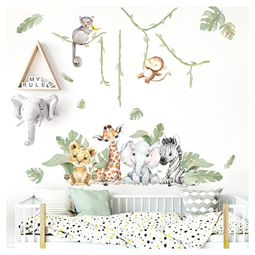 Grandora XXL Wandsticker Set Safari Tiere Wandtattoo Baby Kinderzimmer DL807-4