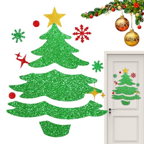 2 Wandtattoo Weihnachten - Filzstoff Fenstersticker Weihnachten | Weihnachtsmann Wandsticker | Schneemann Weihnachtsbaum Wandaufkleber | Fensterdeko Um Anhaften Für Zuhause