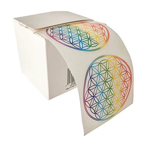 ewtshop® Blume des Lebens, Aufkleber, Regenbogenfarbe, 50 Stück