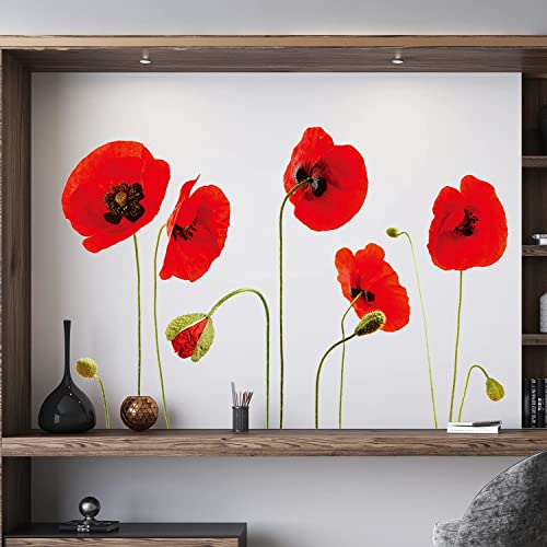 WALPLUS 25 Stück Rote Mohnblumen Abziehbild Wandsticker Im Dunkeln leuchten Aufkleber Anzeige Selbst Kleber Dekorationen für Zuhause Wohnen Zimmer Ausverkauf Wand Dekorationen Geschenk Idee