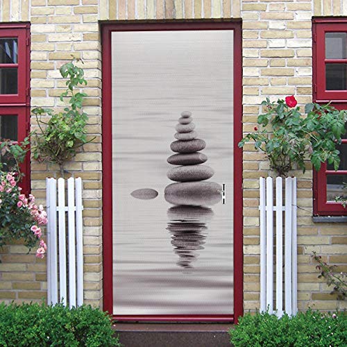 LuSeven 3d wandtattoo Kieselsteine Wasser Reflexion 40x120cm(15.74 inches * 47.24 inches) 3D Türsticker Selbstklebend Tapete Wasserdichtes Abnehmbare Wohnzimmer Wandtattoos Vinyl Wandbild Wohnkultur