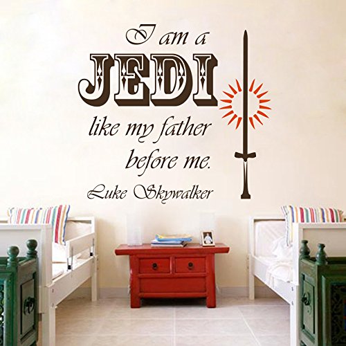 Vinyl Wandtattoo Zitat I Am a Jedi Like My Father Before Me Jedi-Meister Yoda Star Wars Sprüche Sprichwörter Wandaufkleber Wandsticker Fototapete Wanddekoration Kinderzimmer Jugendzimmer Geschenk M93