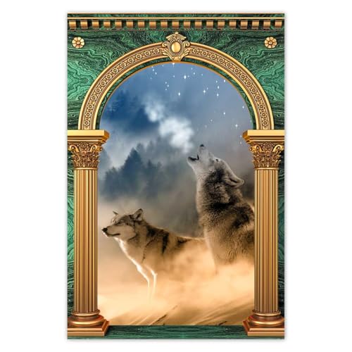 Wandtattoo, 80 x 120 cm, Wolf heulend auf dem Mond Nr. H8419Z_WKNS1C