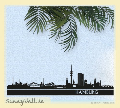 Wandtattoo Skyline Stadt Hamburg Panorama Deutschland Größe: Größe 2