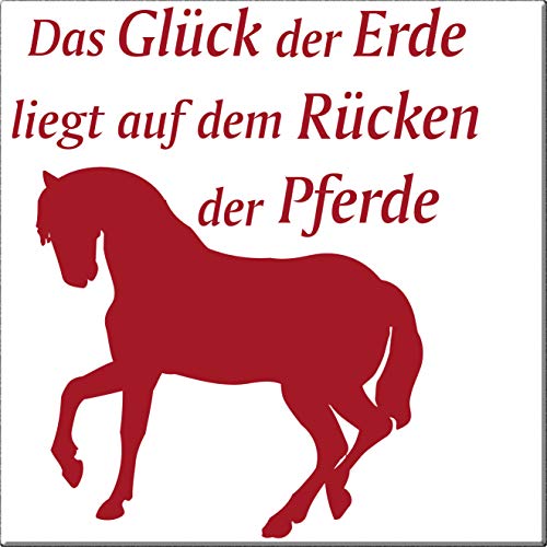 wall-refine WS-00160 | DAS GLÜCK DER Erde LIEGT AUF DEM RÜCKEN DER Pferde | Premium Wandtattoo Wandaufkleber der Extra-Klasse, 50 x 57 cm dunkelrot, seidenmatter Glanz