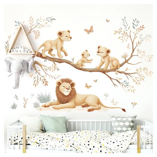 Little Deco Wandtattoo Löwen auf AST Kinderzimmer Wandsticker für Babyzimmer Safari Dschungel Wandaufkleber Tiere Schlafzimmer Wanddeko DL5053-03