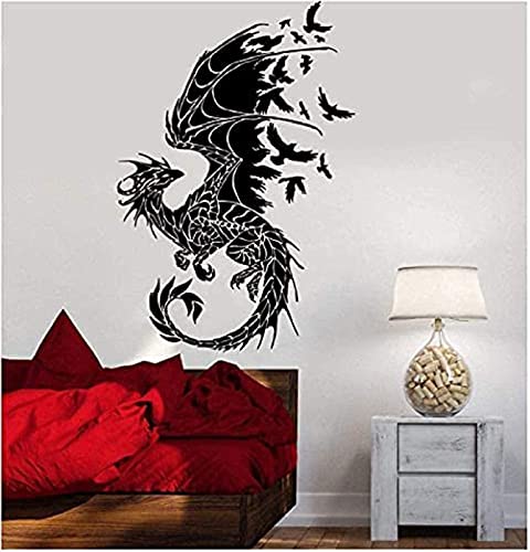 Kreative Kunst Wandtattoo Drache Silhouette Vogel Fantasie Märchen Gothic Abstrakt Wandaufkleber Wohnzimmer Dekor Aufkleber 57X86Cm Vinyl Wandaufkleber