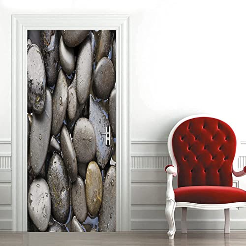 3D Kreative Türaufkleber Einfachheit Fenster Kieselstein 77 X 200 Cm Türtapete Selbstklebend Türposter - Fototapete 3D Effekt Türfolie Poster Tapete Wandtattoo Diy Selbstklebende Wandbild