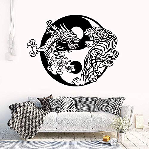 NSRJDSYT Yin Yang Drache und Tiger Art Wandtattoo Aufkleber Ästhetik Kunst Wandbild Home Room Decoration 57x44cm