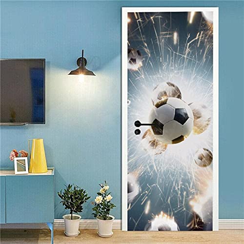 3D Türaufkleber Selbstklebend Türtapete Türfolie Fußball-Tennis-Rugby 80 X 200 Cm / 31.49  X 78.74  Selbstklebend Türfolie Poster Tapete Wandtattoo Tür Wandbild Aufkleber Schlafzimmer Bad Büro Hause