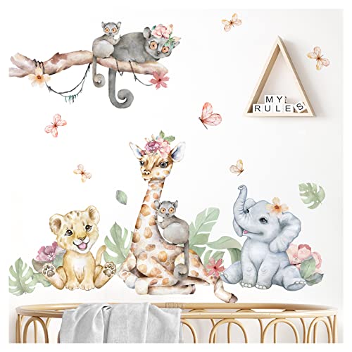 Grandora XXL Set Safari Tiere Wandtattoo für Kinderzimmer Dschungel Wandsticker für Babyzimmer Wandaufkleber Deko DL852 M - 70 x 59 cm (BxH)