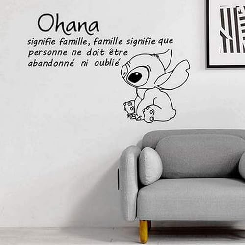 Familie bedeutet, dass niemand zurückgelassen oder vergessen werden muss - Wandtattoo mit schwarzem Spruch für Zuhause und Kinderzimmer schafft eine warme Atmosphäre - 75 x 35 cm