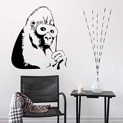 Banksy Vinyl Wandtattoo Gorilla Black Mask Wandaufkleber Abnehmbare Affe Wandbild Home Decor Schimpansen Design Vinyl Art 42X48Cm