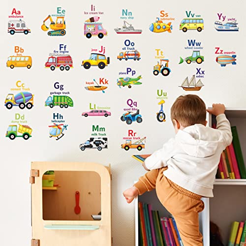 Arquiel Wandtattoo Traktor Alphabet Wandaufkleber Cars Wanddeko Kinderzimmer Klassenzimmer Babyzimmer