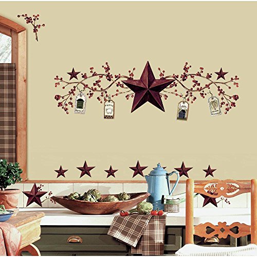 Thedecofactory Wandtattoo Wandsticker Wanddeko, Vinyl, Stars & Berries, 17 Elemente, 1 Blatt á 45,72 cm x 101,6 cm