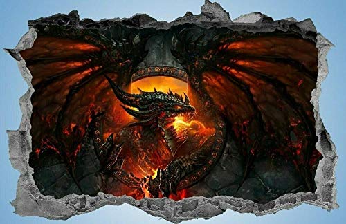 Wandtattoo Drache, 3D, Fantasie, Aufkleber, Wandkunst, Schlafzimmer, Verzaubert, Abziehbild, Wandbild -60 * 90 CM