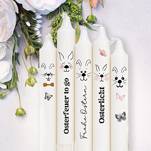 ilka parey wandtattoo-welt Kerzensticker Kerzentattoo Kerzentattoos Tattoofolie Ostern lustige Osterhasen Hase Hasen für Kerzen oder Keramik A6 Bogen DIY Stickerbogen Kerzen kst68